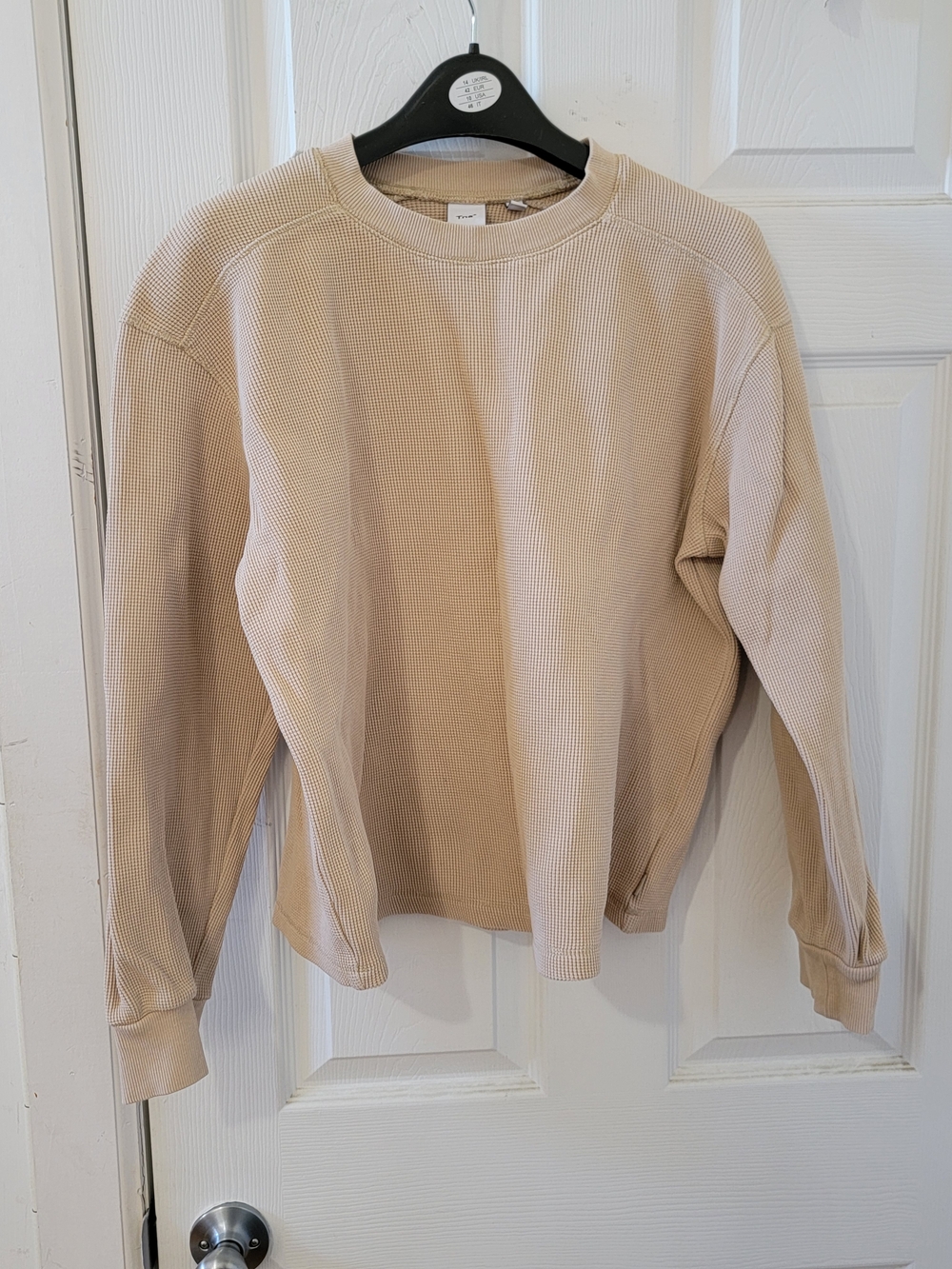 TNA Men's Tan Waffle-Knit Crewneck Thermal Shirt